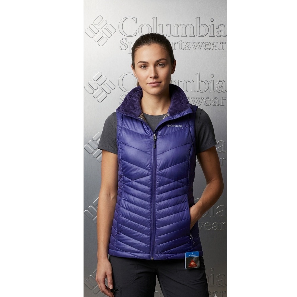 Columbia Evening Shade EXS Long Vest Women's Medium💜💙Purple Blue Omni-Heat NWT